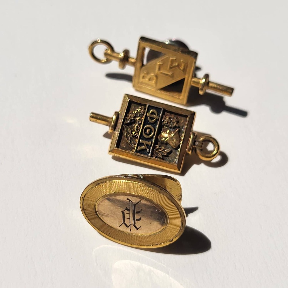 Vintage Beta Gamma Sigma Phi Theta Kappa Gold Tone Greek Honor Society Pins Lot